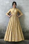 Buy_I am Design_Gold Silk Round Ikat Gown _at_Aza_Fashions