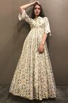 I am Design_White Silk Round Ikat Gown _Online_at_Aza_Fashions