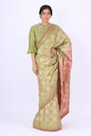 I Am Design_Green Silk Round Saree With Blouse _Online_at_Aza_Fashions