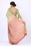 Shop_I AM Design_Green Raw Silk Round Embroidered Blouse _at_Aza_Fashions