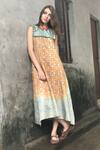 Shop_I am Design_Green Spread Collar Silk Dress For Women_at_Aza_Fashions
