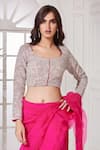 Stotram_Pink Embellished Zardozi U Neck Ruffle Pre-draped Saree With Blouse _at_Aza_Fashions