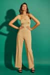 Asra_Beige Scuba Plain Tube Jumpsuit _Online_at_Aza_Fashions