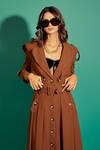 Shop_Asra_Brown Scuba Georgette Collared Neck Jacket_Online_at_Aza_Fashions