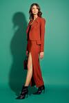 Shop_Asra_Red Scuba Georgette Collared Neck Jacket And Skirt Set_at_Aza_Fashions