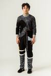 Siddhant Agrawal_Black Double Rib, Textured Crepe, Lycra Agitation Jumper _Online_at_Aza_Fashions