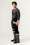 Shop_Siddhant Agrawal_Black Double Rib, Textured Crepe, Lycra Agitation Jumper _Online_at_Aza_Fashions