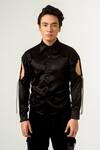 Buy_Siddhant Agrawal_Black Velvet Satin Shirt _at_Aza_Fashions