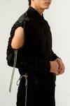Shop_Siddhant Agrawal_Black Velvet Satin Shirt _Online_at_Aza_Fashions
