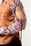 Siddhant Agrawal_Brown , Velvet Printed Color Block Shirt _at_Aza_Fashions