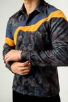 Siddhant Agrawal_Multi Color Banana Crepe, Lycra Printed Agitation Panelled Shirt _at_Aza_Fashions