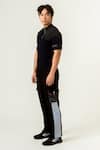 Buy_Siddhant Agrawal_Blue Poly Knit Textured Crepe Solid Reflector Trims T-shirt  _Online_at_Aza_Fashions