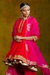 Buy_Weaver Story_Red Anarkali And Salwar Mulberry Silk Lining Cotton Dupatta Organza Set _Online_at_Aza_Fashions
