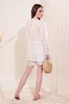 Shop_Blush And M_Off White Crochet Jacket And Shorts Set_at_Aza_Fashions