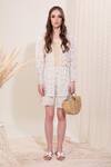 Blush And M_Off White Crochet Jacket And Shorts Set_Online_at_Aza_Fashions