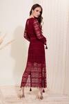 Shop_Blush and M_Maroon Crochet Maxi Dress With Belt_at_Aza_Fashions