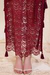 Blush and M_Maroon Crochet Maxi Dress With Belt_Online_at_Aza_Fashions