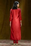 Shop_Weaver Story_Red Mulberry Silk Lining Shantoon Round Kurta And Pant Set _at_Aza_Fashions