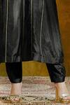 Buy_Weaver Story_Black Mulberry Silk Lining Cotton Round Kurta And Pant Set _Online_at_Aza_Fashions