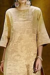 Weaver Story_Gold Tissue Silk Lining Cotton Plain Round Kurta And Pant Set _Online_at_Aza_Fashions