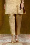 Buy_Weaver Story_Gold Tissue Silk Lining Cotton Plain Round Kurta And Pant Set _Online_at_Aza_Fashions