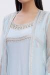 Surabhi Arya_Blue Anarkali Georgette, Jacket Tissue Gota Work U Tunic With Embroidered _at_Aza_Fashions