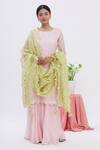 Buy_Surabhi Arya_Pink Dupatta Kota Silk, Kurta Organza, Sharara Tissue Jaal Embroidered Set _at_Aza_Fashions