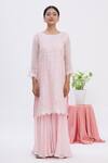 Buy_Surabhi Arya_Pink Dupatta Kota Silk, Kurta Organza, Sharara Tissue Jaal Embroidered Set _Online_at_Aza_Fashions