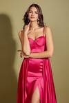 Buy_Asra_Pink Satin Solid Sweetheart Neck Draped Trail Gown _Online_at_Aza_Fashions