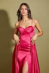 Shop_Asra_Pink Satin Solid Sweetheart Neck Draped Trail Gown _Online_at_Aza_Fashions