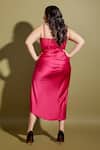 Shop_Asra_Pink Satin Sweetheart Neck Draped Corset Dress _at_Aza_Fashions