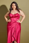 Shop_Asra_Pink Satin Sweetheart Neck Draped Corset Dress _Online_at_Aza_Fashions