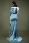 Shop_Asra_Blue Satin Boat Slit Gown _at_Aza_Fashions