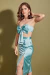 Asra_Blue Satin Slit Skirt Set _Online_at_Aza_Fashions