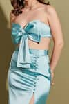 Shop_Asra_Blue Satin Slit Skirt Set _Online_at_Aza_Fashions
