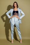 Buy_Asra_Blue Satin Solid Corset Sweetheart Neck Trouser And Blazer With _at_Aza_Fashions