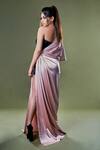 Shop_Asra_Pink Satin One Shoulder Draped Gown _at_Aza_Fashions