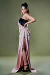 Asra_Pink Satin One Shoulder Draped Gown _Online_at_Aza_Fashions