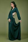 Buy_Asra_Green Satin V Neck Backless Gown _at_Aza_Fashions