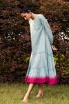 Buy_Kharakapas_Blue Mulmul Shibori Round Hues Of Horizon Dress _Online_at_Aza_Fashions