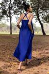 Shop_Kharakapas_Blue Poplin Round Ocean Tide Dress _at_Aza_Fashions