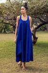 Buy_Kharakapas_Blue Poplin Round Ocean Tide Dress _Online_at_Aza_Fashions