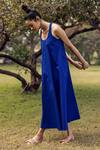 Shop_Kharakapas_Blue Poplin Round Ocean Tide Dress _Online_at_Aza_Fashions