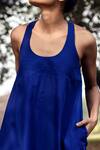 Kharakapas_Blue Poplin Round Ocean Tide Dress _at_Aza_Fashions