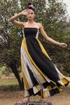 Buy_Kharakapas_Black Mulmul Shibori Square Neck Firefly Dress _Online_at_Aza_Fashions