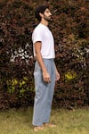 Buy_Kharakapas_Blue Twill Cotton Seafoam Trousers _Online_at_Aza_Fashions