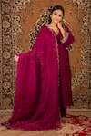 Buy_Priya Chaudhary_Purple Tissue Organza Embroidered Sequin Scallop Dupatta _at_Aza_Fashions