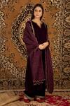 Buy_Priya Chaudhary_Purple Silk Velvet Kurta Set_Online_at_Aza_Fashions