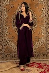 Buy_Priya Chaudhary_Purple Silk Velvet Kurta And Pant Set_Online_at_Aza_Fashions