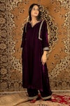 Priya Chaudhary_Purple Silk Velvet Kurta_Online_at_Aza_Fashions